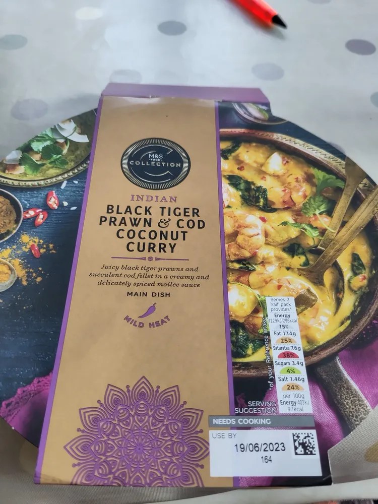 Black Tiger prawn and cod coconut curry
