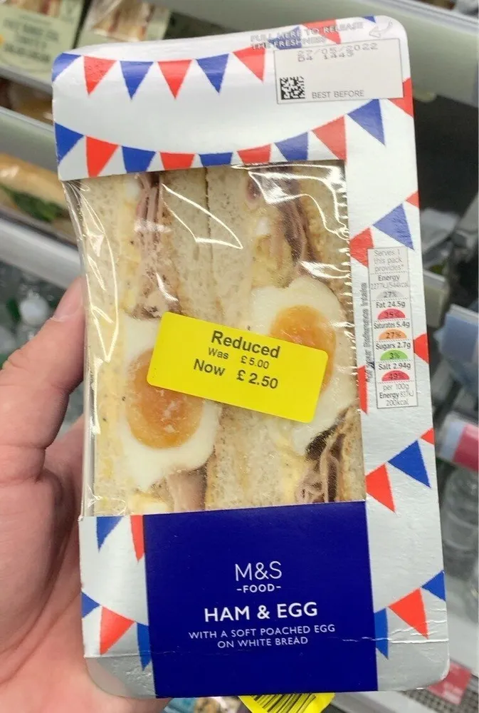Ham and egg pached egg sandwich