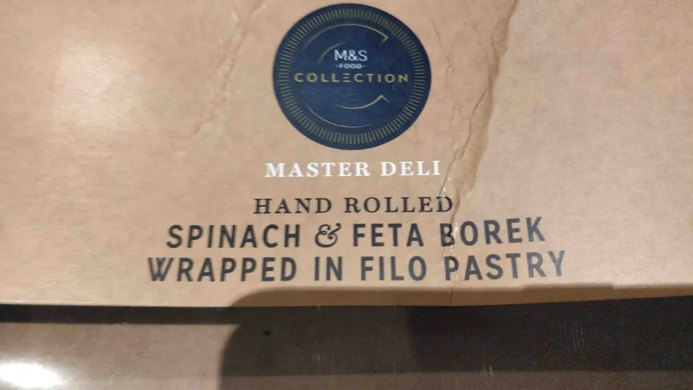 Spinach and feta borek wrapped in filo pastry