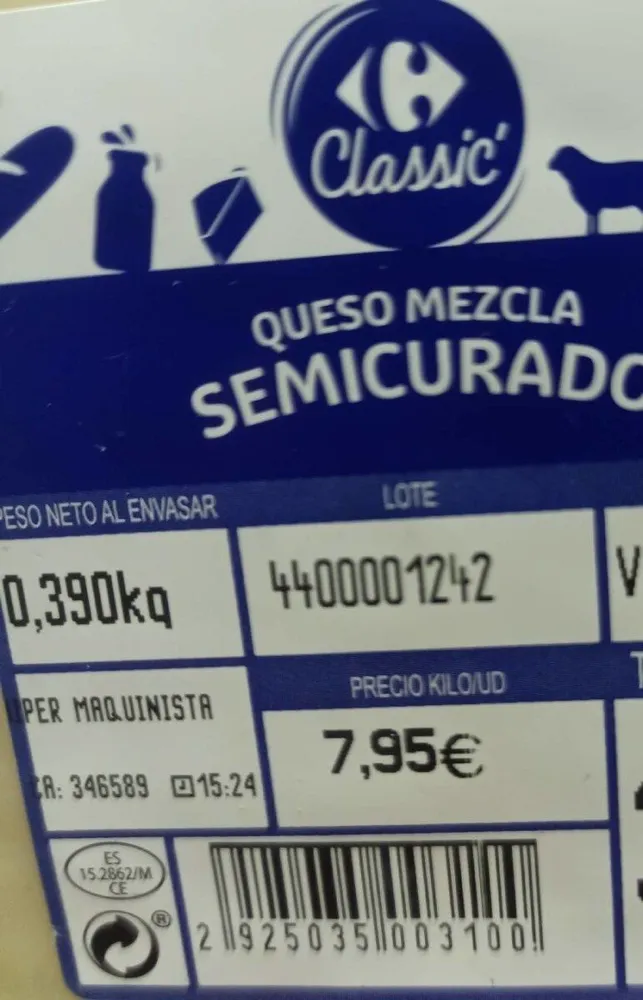 Queso mezcla semicurado