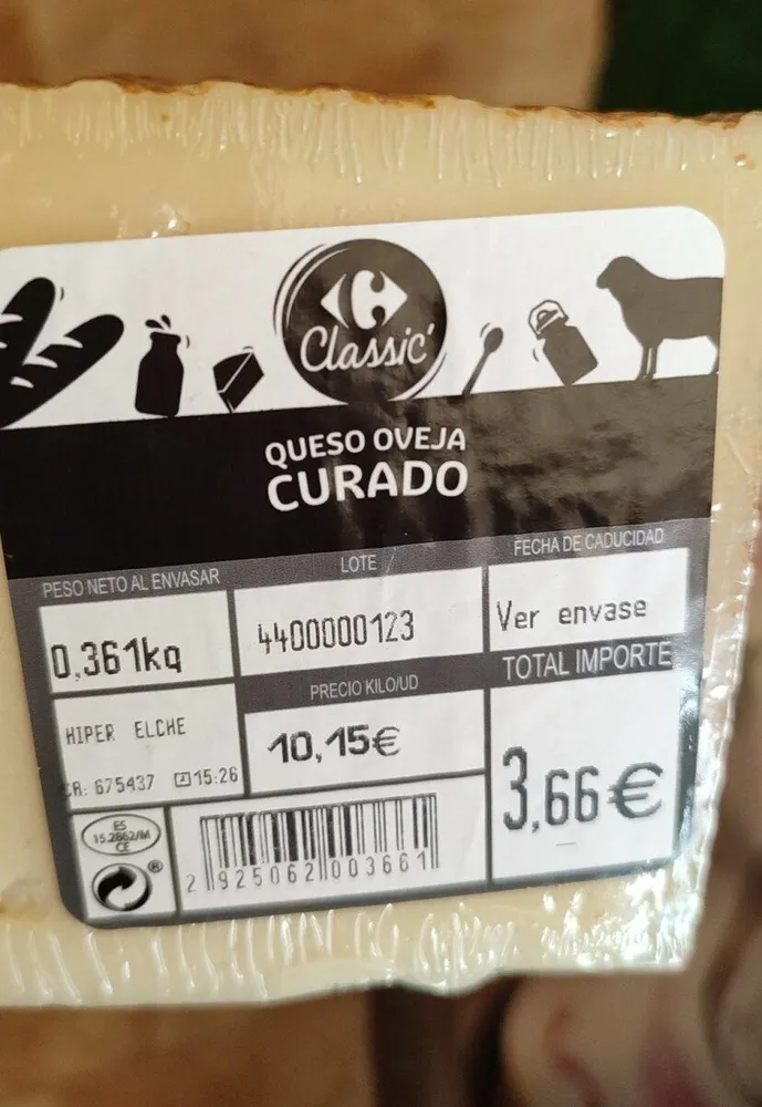 Queso oveja curado