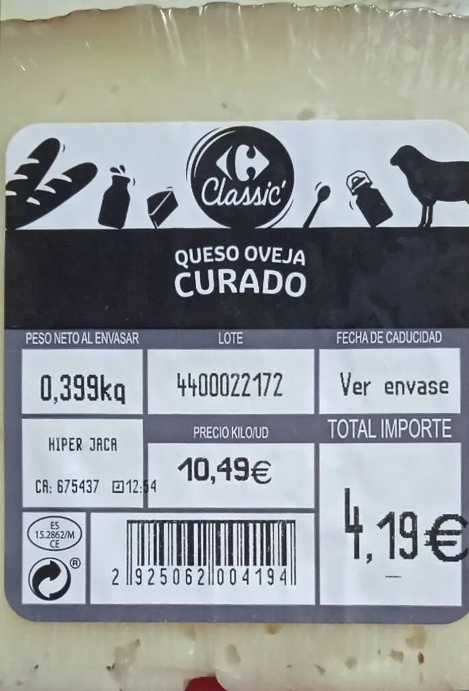 Queso oveja curado