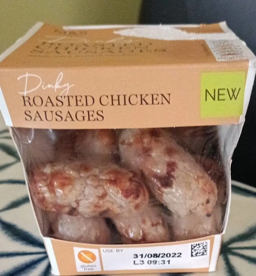 Dinky ROASTED CHICKEN SAUSAGES gluten free USE BY