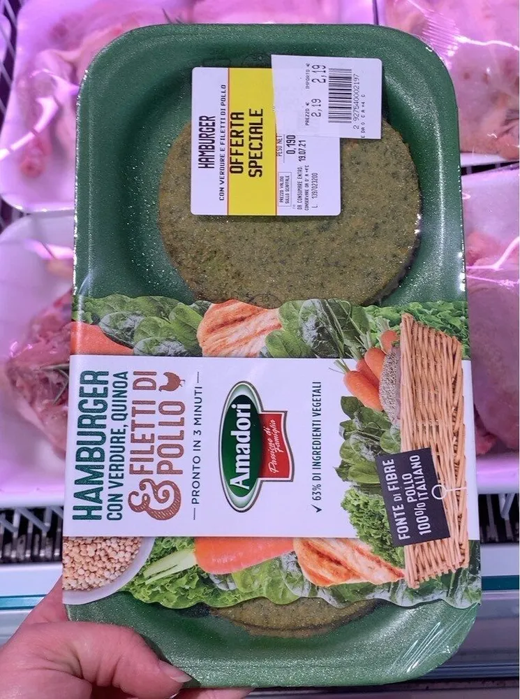 Hamburger con verdure e filetti di pollo