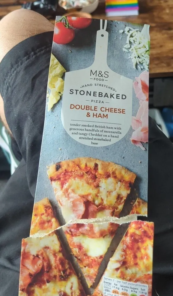 Stonebaked pizza double cheese and ham
