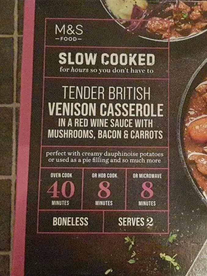 Slow Cooked Tender British Venison Casserole in a Red Wine Sauce