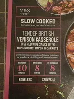 Slow Cooked Tender British Venison Casserole in a Red Wine Sauce