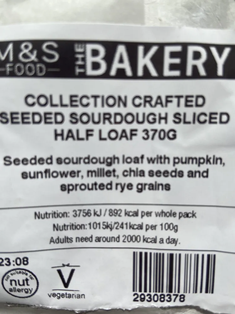 Collection Crafted Seeded Sourdough Half Loaf
