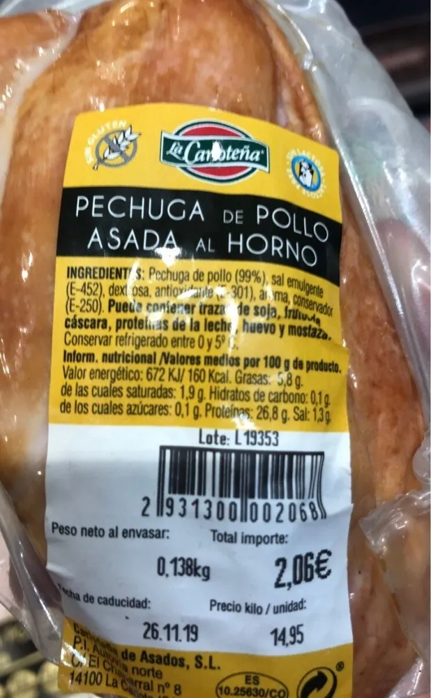 Pechuga de pollo asada al horno