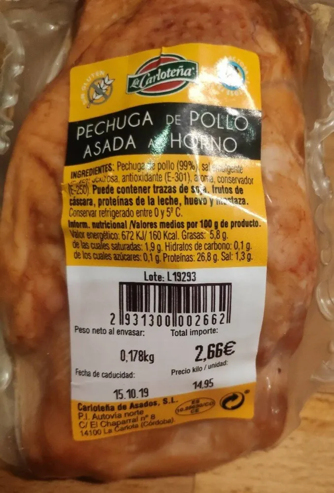 Pechuga de pollo asada al horno