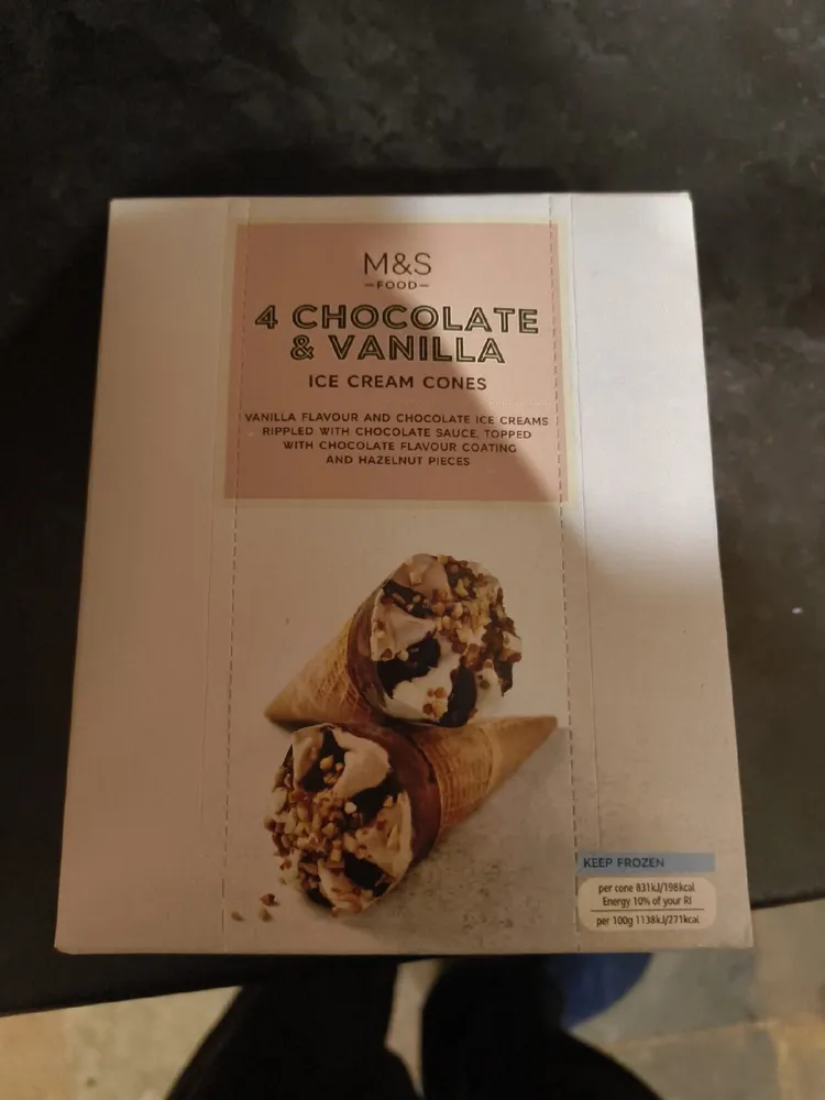 Chocolate and Vanilla Ice Cream Cones