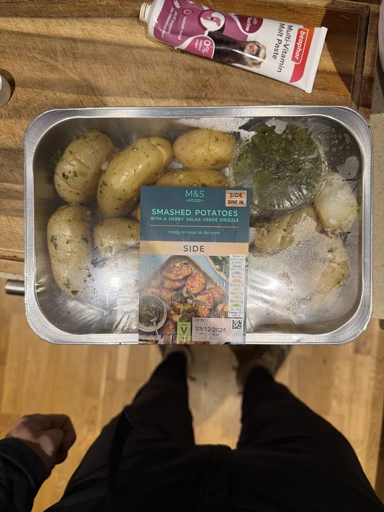 Smashed Potatoes with Salsa Verde Drizzle