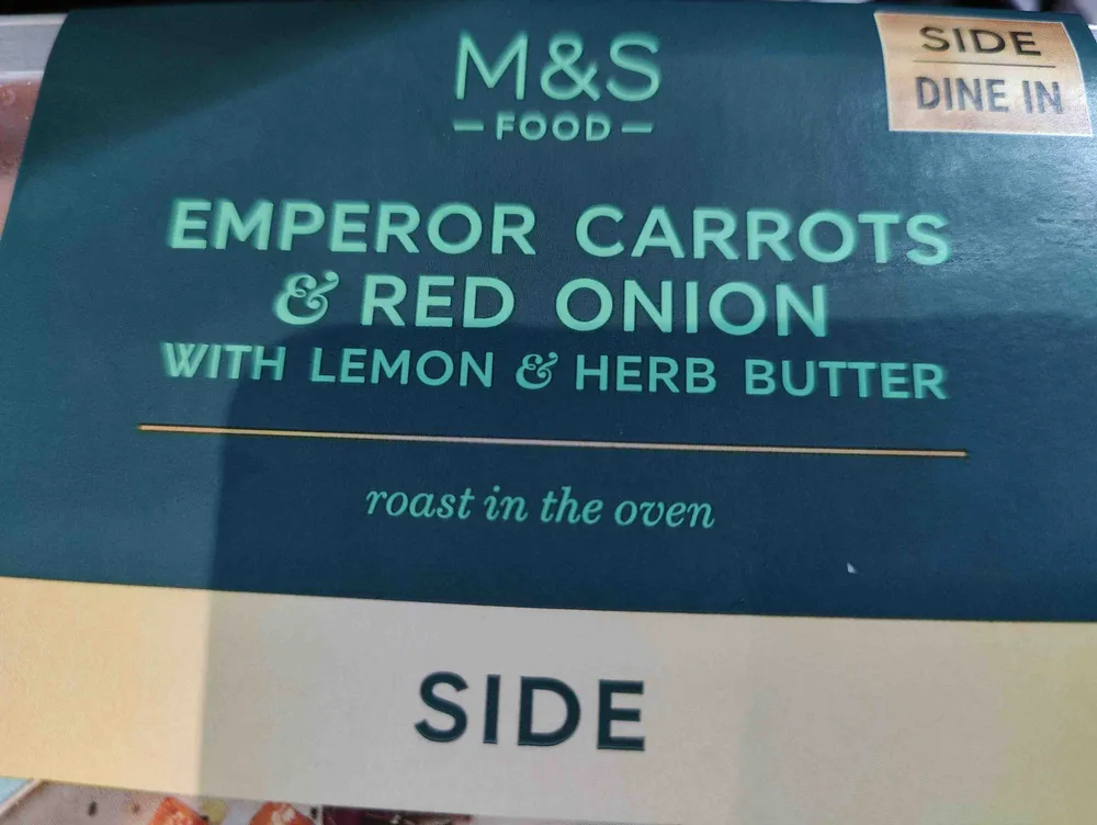 Emperor carrots and red onion with lemon and herb butter