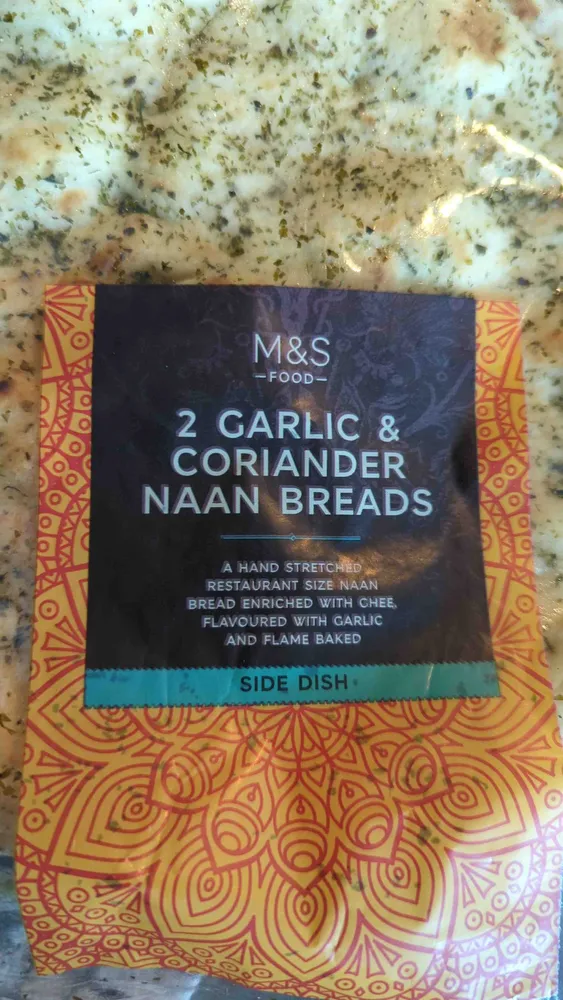 Nan bread, garlic and coriander