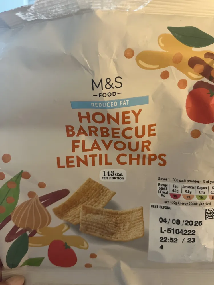 Honey Barbecue Flavour Lentil Chips