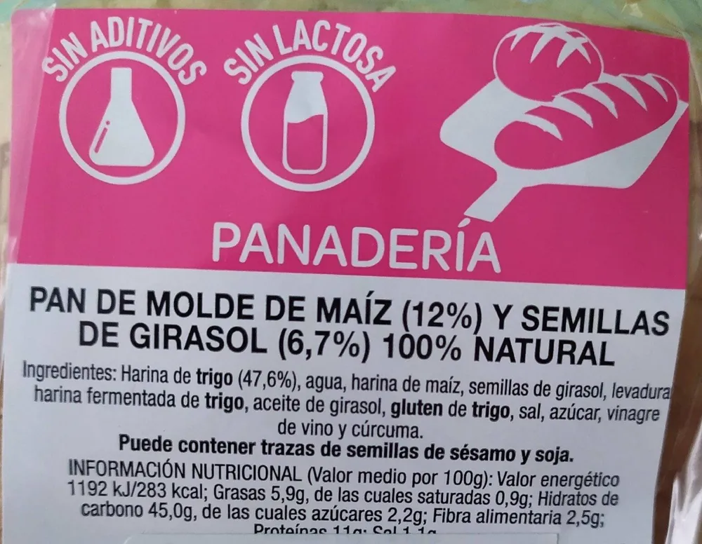 Pan de molde maiz