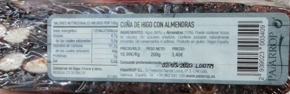 Cuña de higo con almendras
