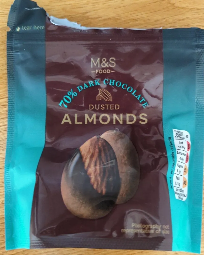 70% Dark Chocolate Dusted Almonds