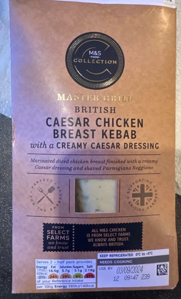 Caesar Chicken Breast Kebab With Dressing
