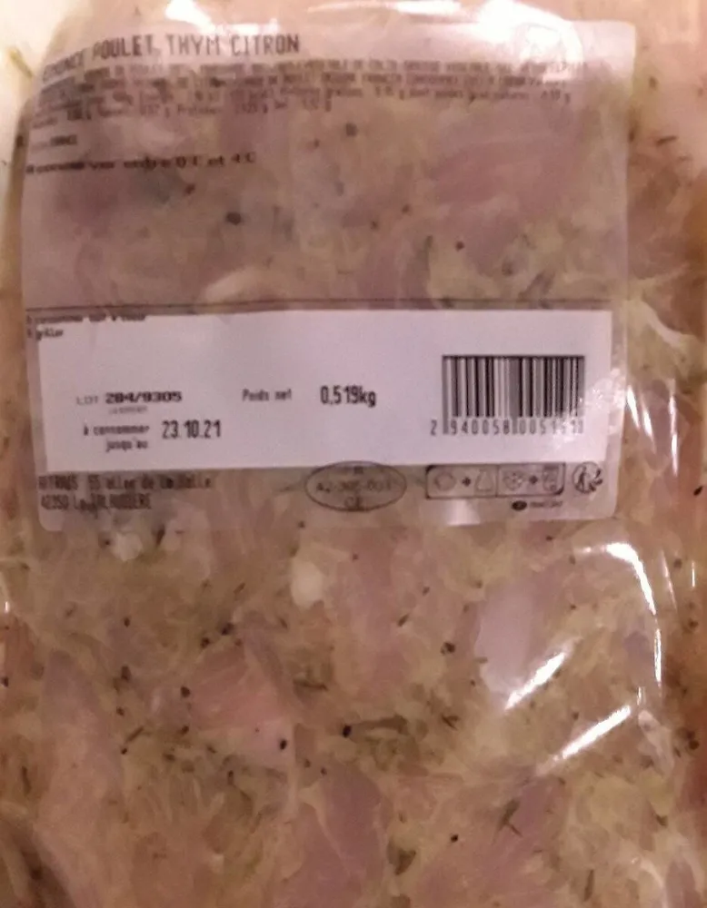 Émincé de  poulet thym citron