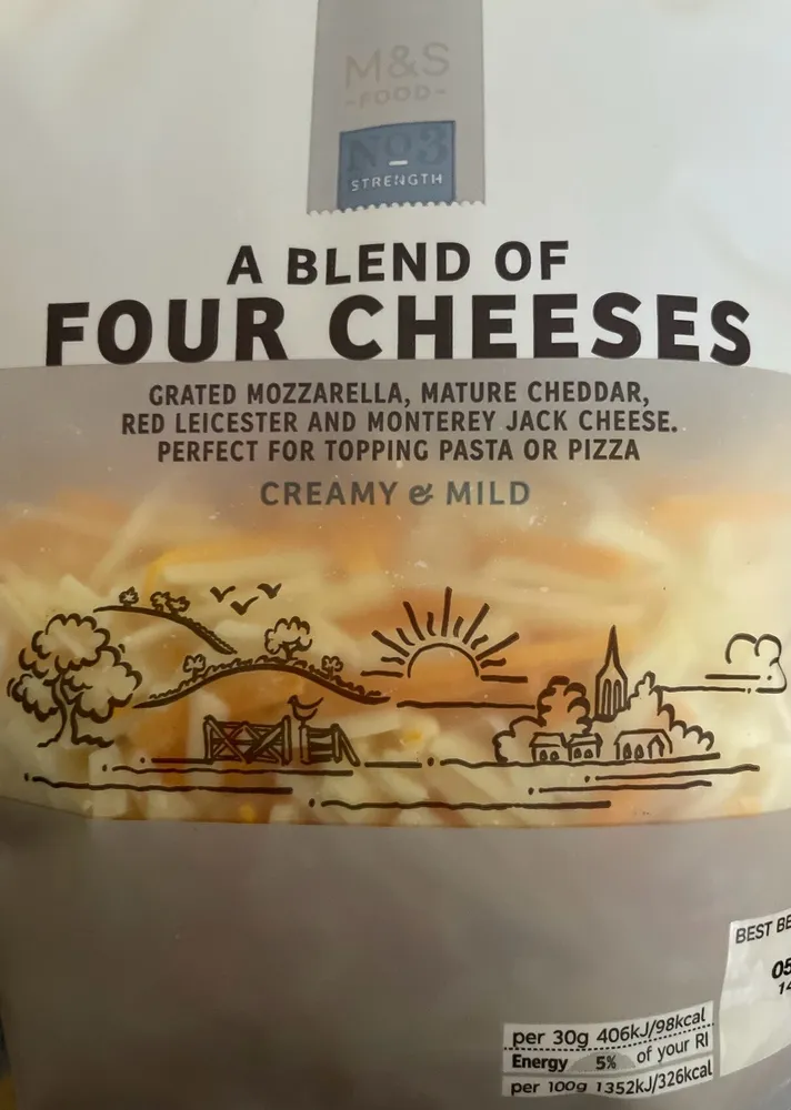 A blend of four cheeses