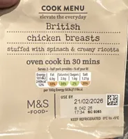British Chicken Breasts Stuffed With Spinach & Creamy Ricotta