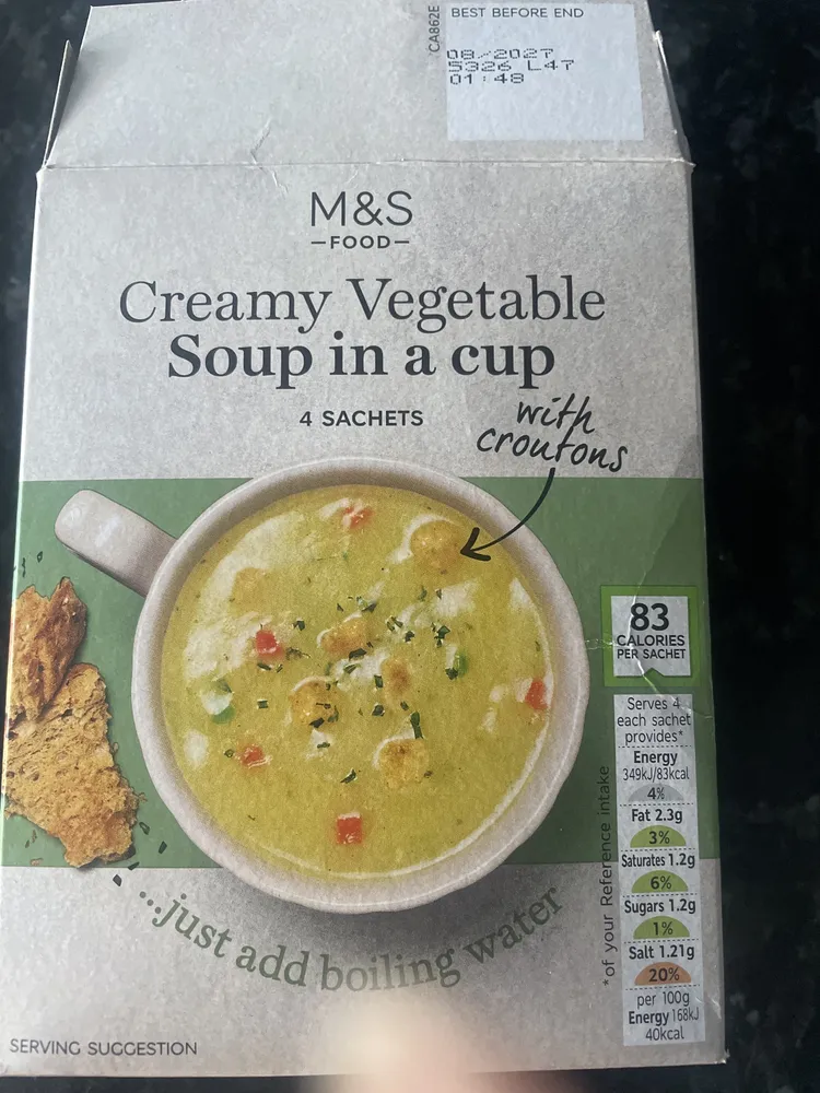 Creamy vegetable soup in a cup