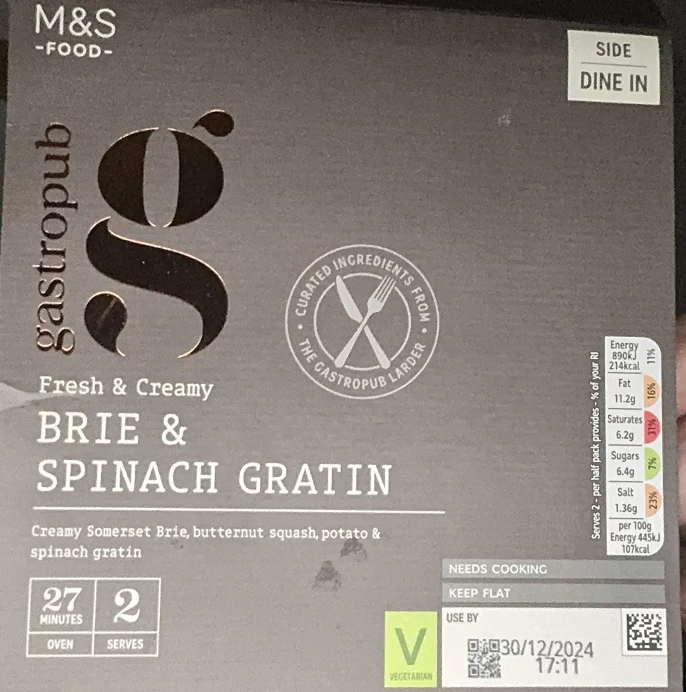 Gastropub Brie And Spinach Gratin
