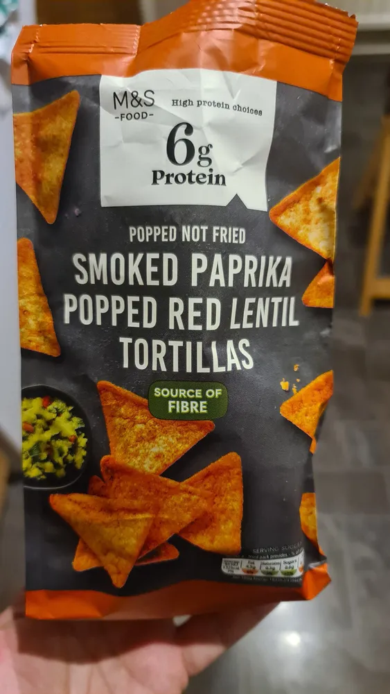 Smoked paprika popped red lentil tortillas