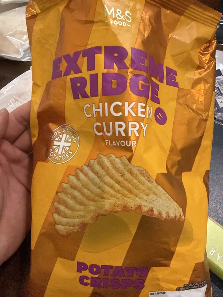 Extreme Ridge Chicken Curry Flavour Potato Crisps