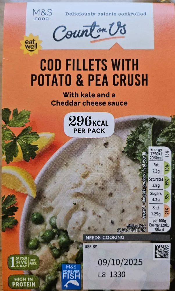 Cod Fillets With Potato & Pea Crush