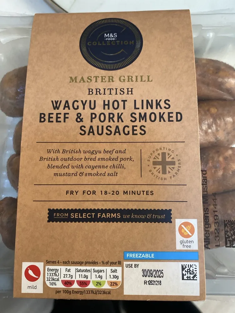 Wagyu Hot Links Beef And Pork Sausages