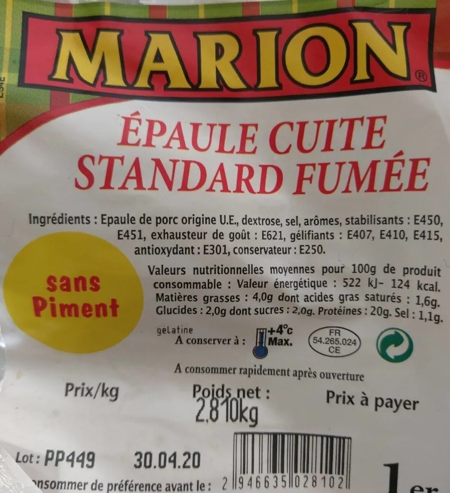 Épaule cuite standard fumée