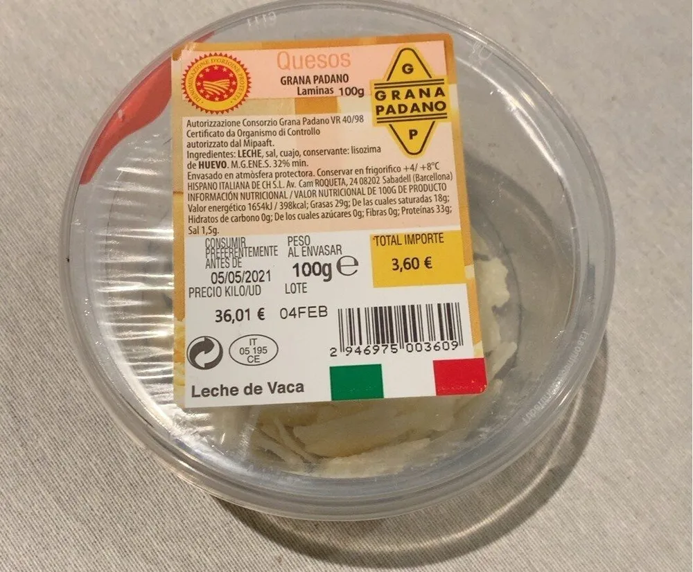 Grana Padamo queso