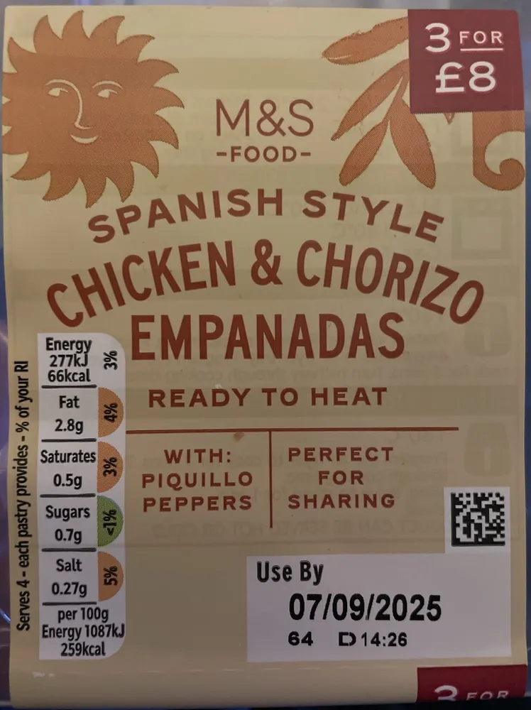 Spanish Style Chicken & Chorizo Empanadas
