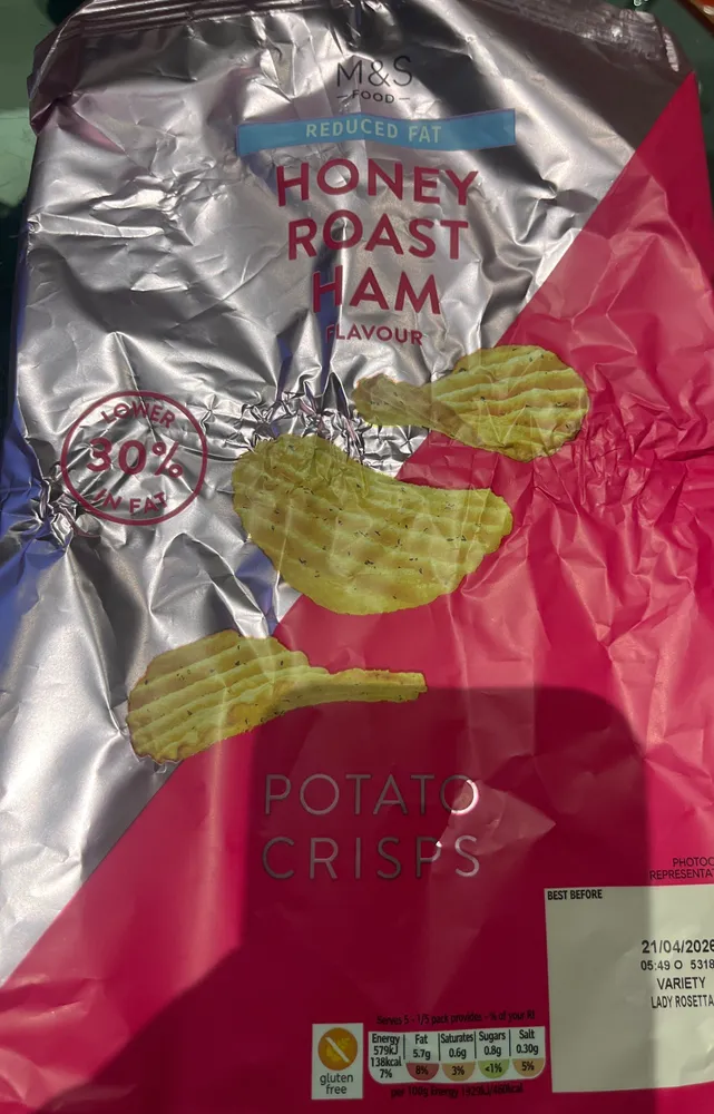 Reduced Fat Honey Roast Ham Crisps