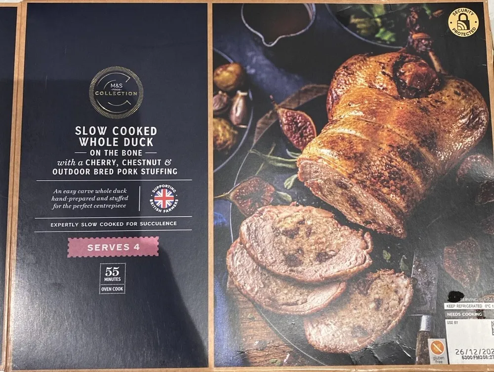 Slow Cooked Whole Duck On The Bone With A Cherry, Chestnut & Pork Stuffing