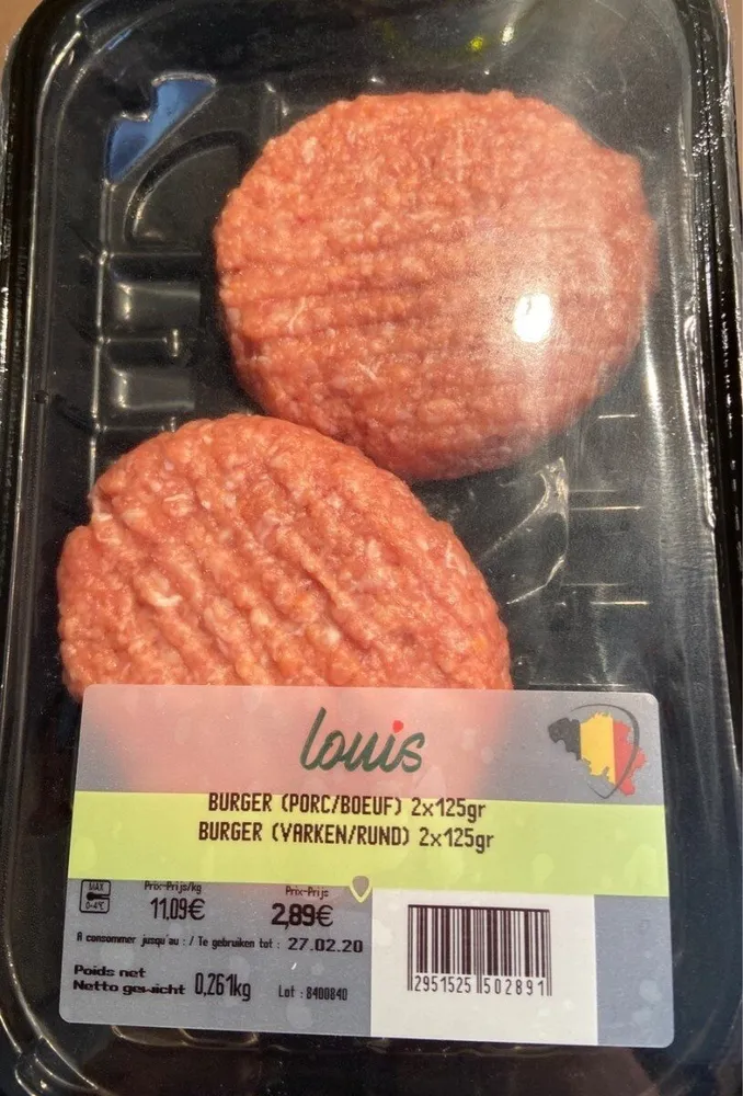 Burger (proc/boeuf) 2x125 gr