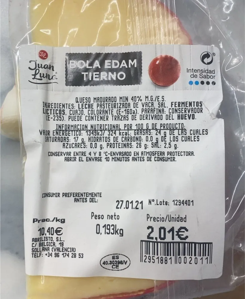 Bola edam tierno