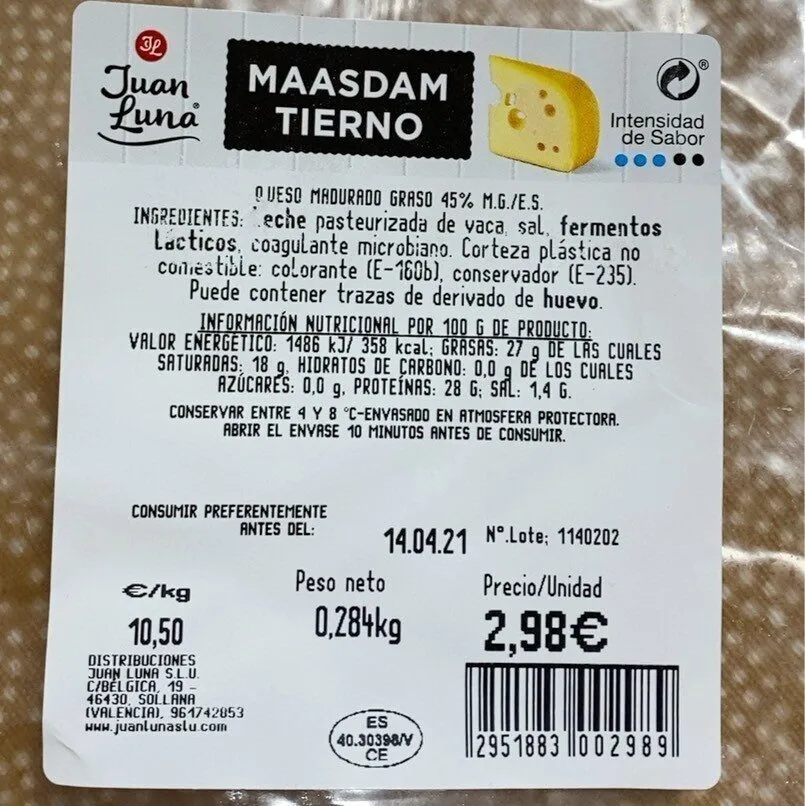 Queso Maasdam Tierno