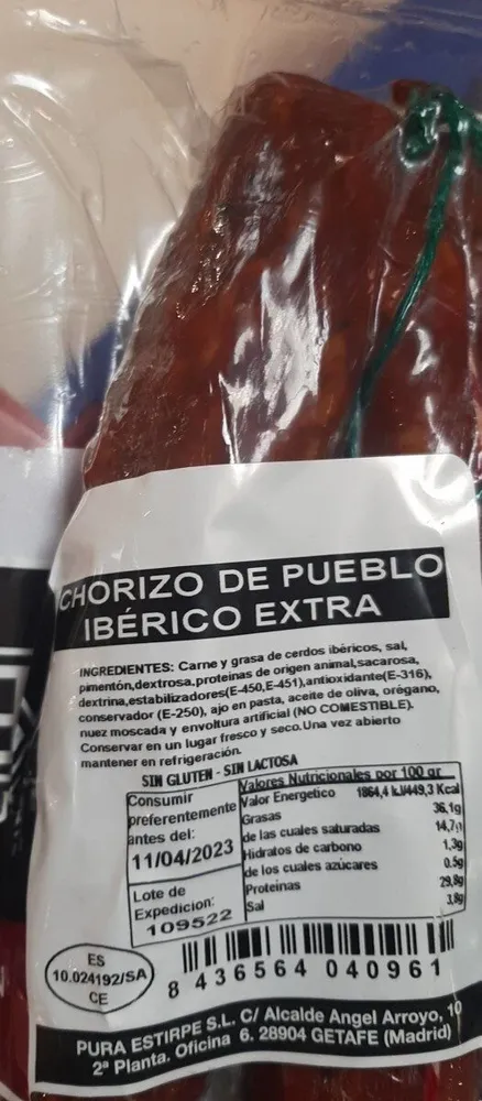 Chorizo de pueblo ibérico ext