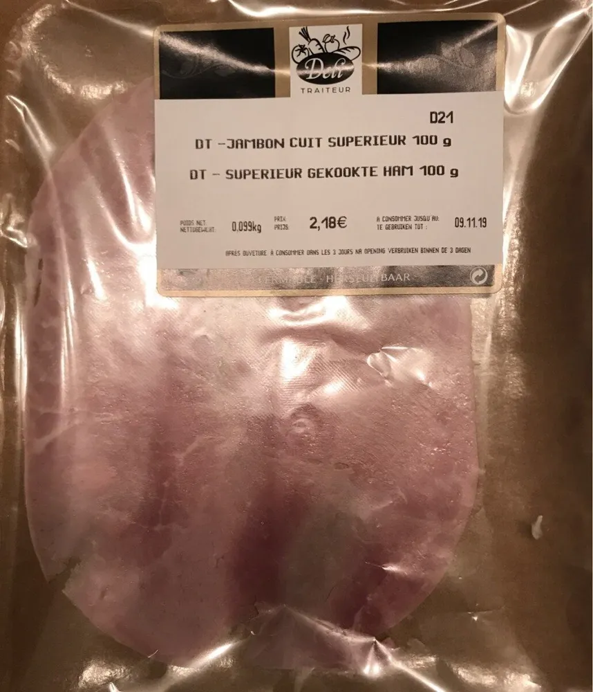 Jambon cuit supérieur 100g