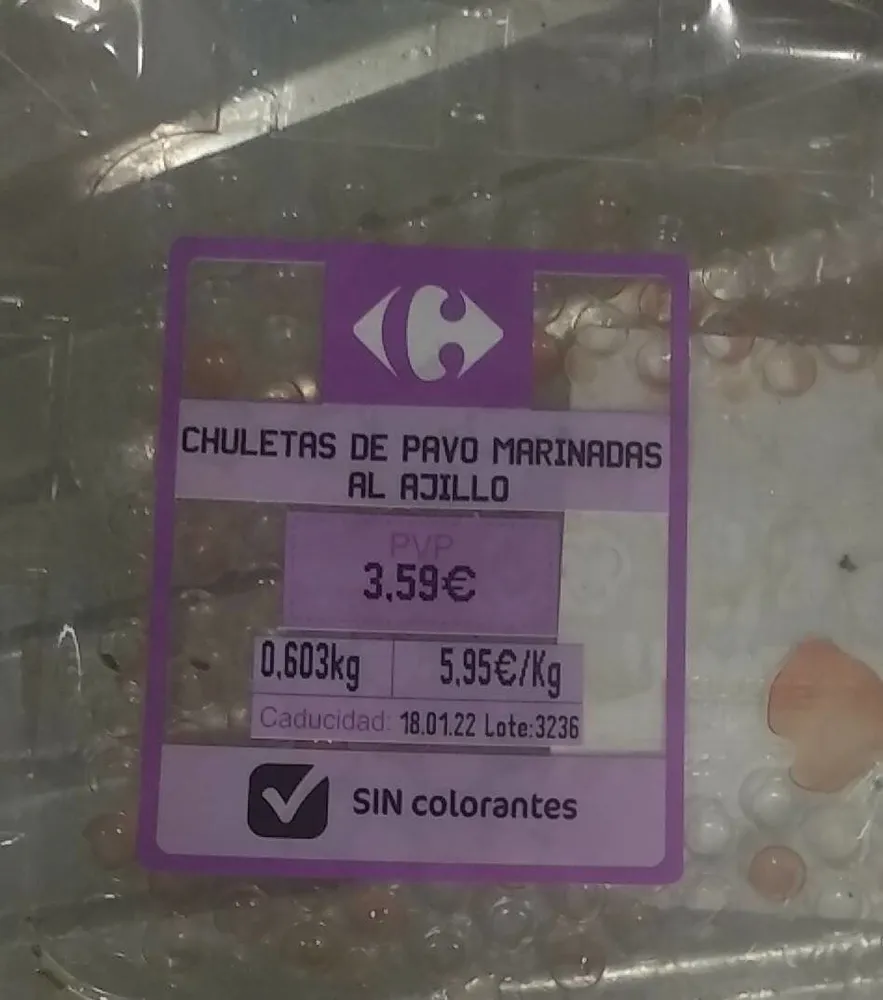 Chuletas de pavo marinadas