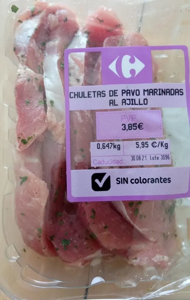 Chuletas de Pavo marinadas al ajillo