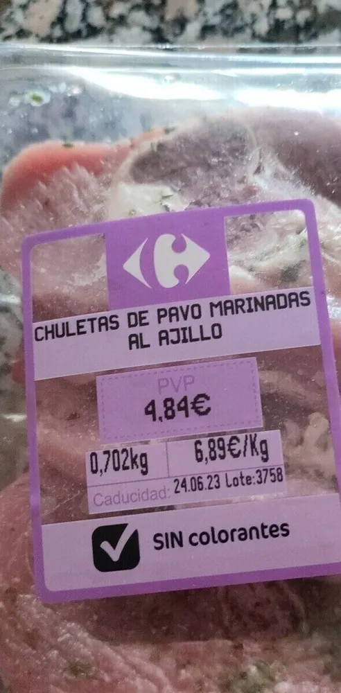 Chuletas de pavo al ajillo carrefour