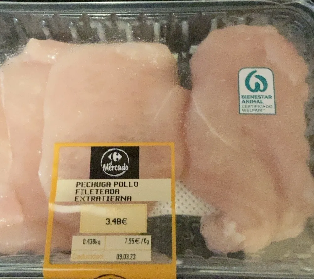 Pechuga de pollo fileteada extratierna