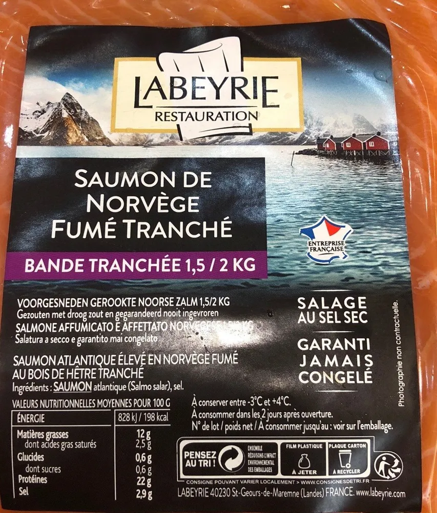 Saumon de norvege fume tranche