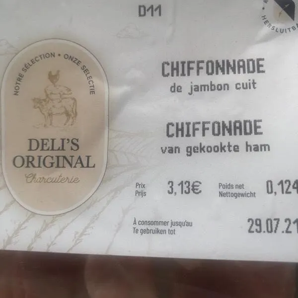 Chiffonnade de jambon cuit