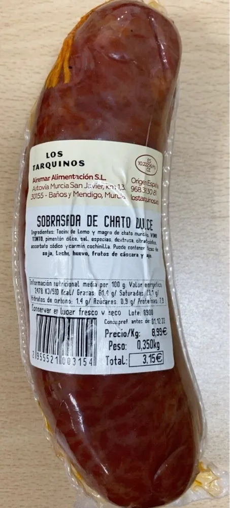 Sobrasada de chato dulce
