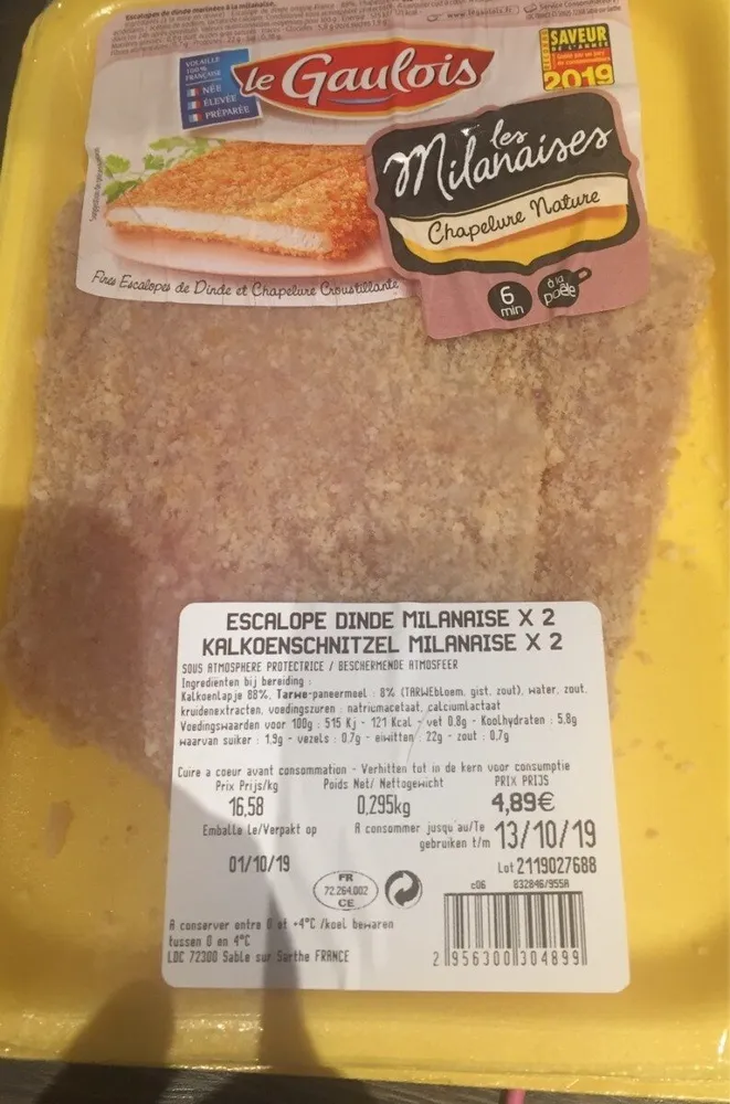 Escalope dinde milanaise